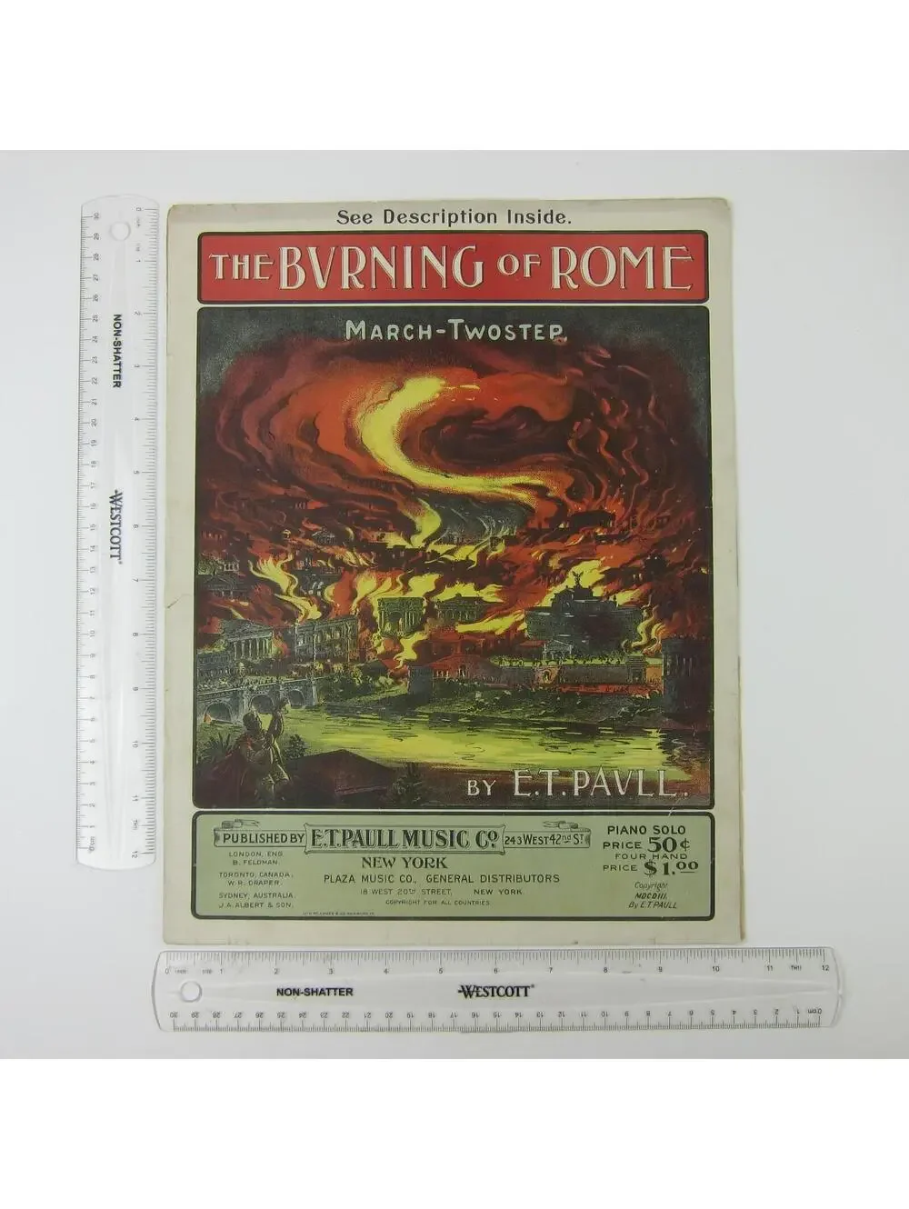 Sheet Music The Burning Of Rome March Two Step E.T. Paull Music Co. Antique 1903